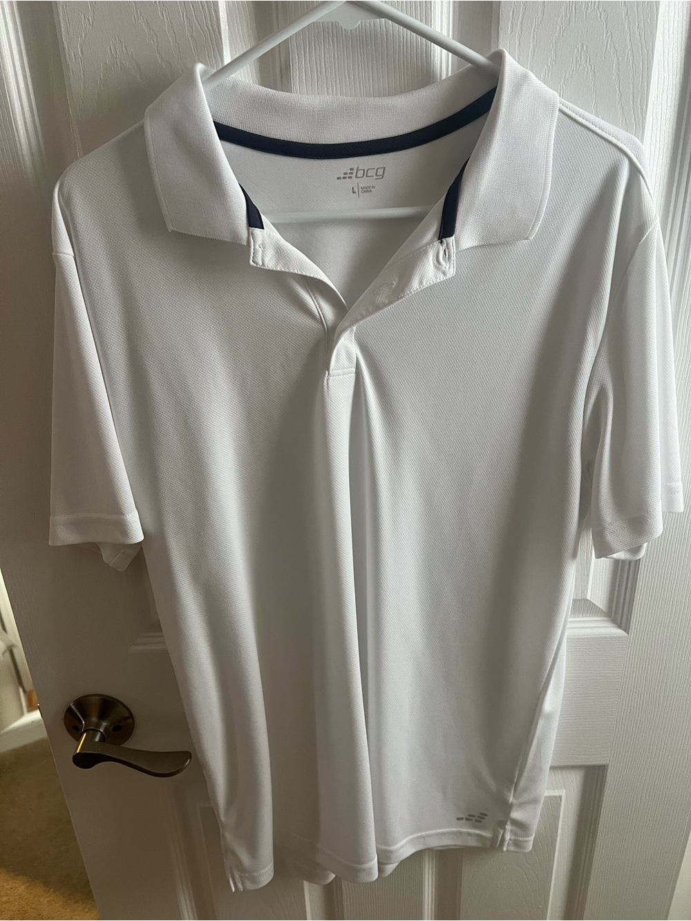 bcg White Polo with Navy Trim